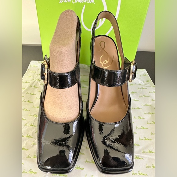 Sam Edelman Women’s Black Patent Slingback Mary Jane Pump size 6 1/2 - Picture 4 of 14